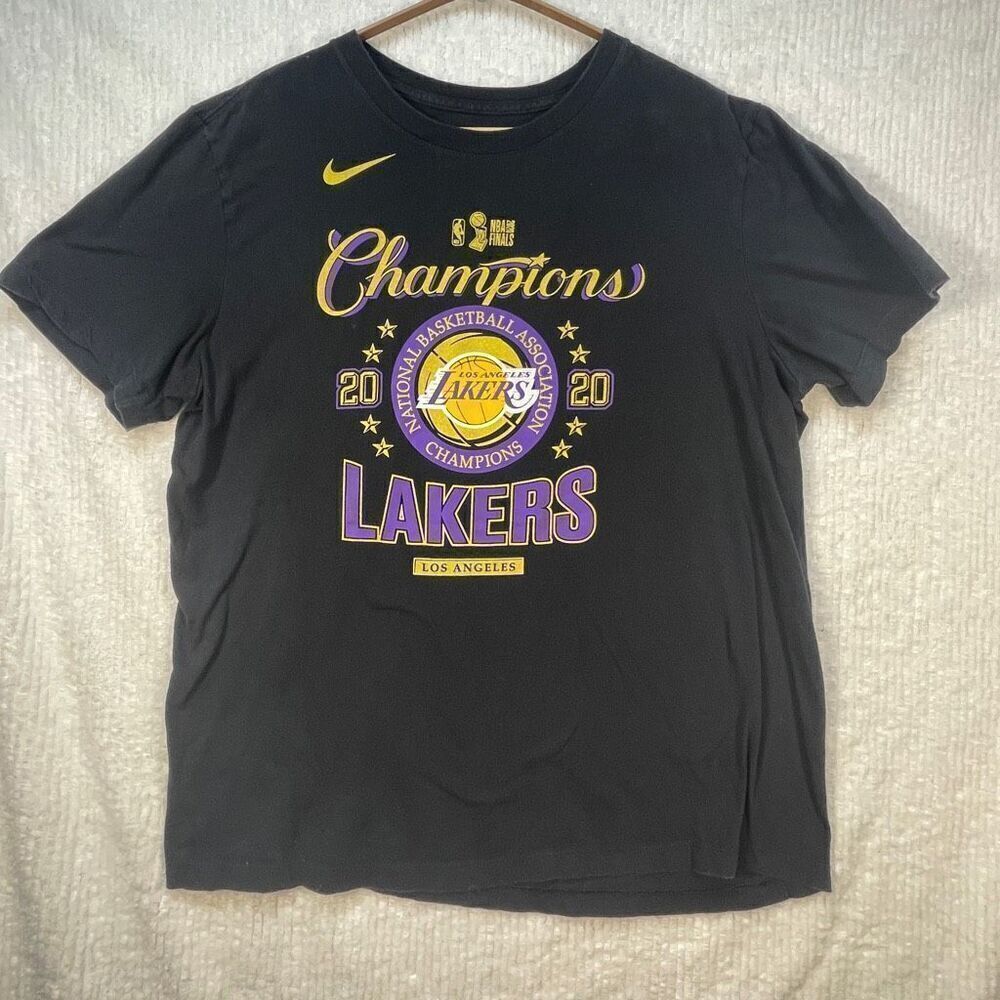 Nike Black Official NBA Los Angeles Lakers 2020 Finals Champions T-Shirt Large